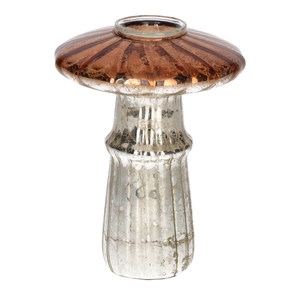 DF02-730301500 - Candle holder Shiitake d3.4/9xh12 brown/silver metallic