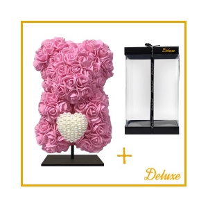 Arr6 Deco Beer 25cm - Donker Roze Diamant Hart