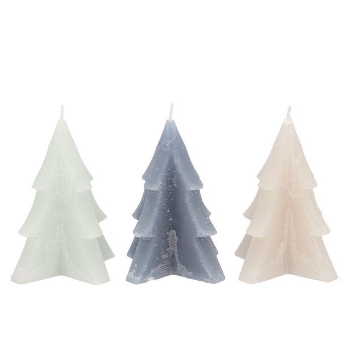<h4>Candle Frosty Pine Tree Grey Mix 12x15cm Ass</h4>