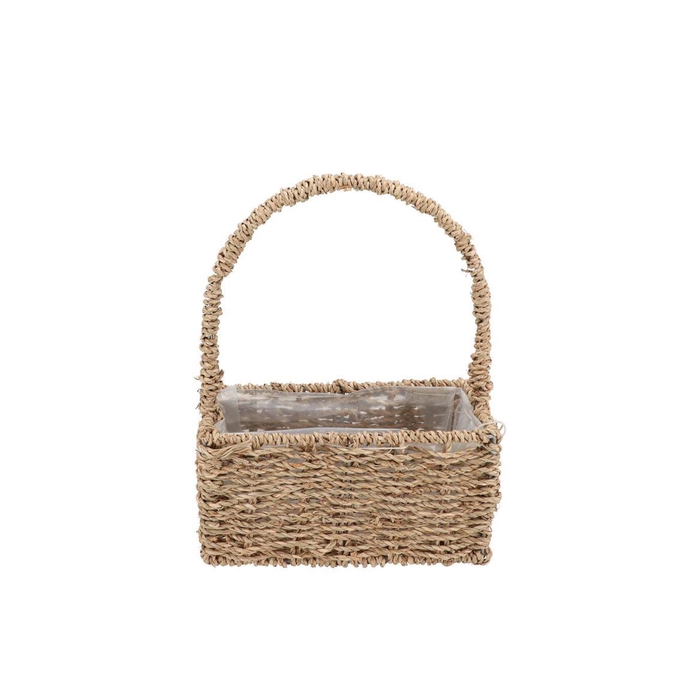 <h4>Seagrass Flower Basket Square W Handle 23x12x30cm</h4>