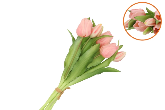 Silk Tulip Bouquet 7x Light Pink 17x30cm