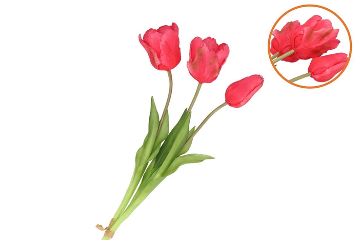 Silk Tulip Bouquet Dark Pink 26x47cm Nm