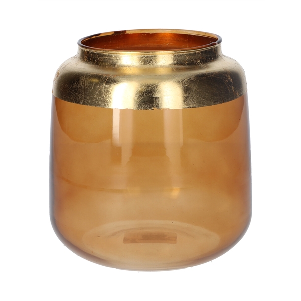 <h4>Vase Mona d10.5\\15.2xh16 brown transp\\gold</h4>