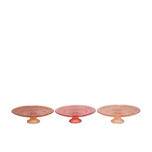Dayah Coral Sunset Glass Plate On Foot 20x8cm Ass