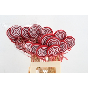 Stick Lollipop 8cm Red/white