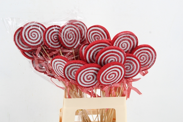 <h4>Stick Lollipop 8cm Red/white</h4>