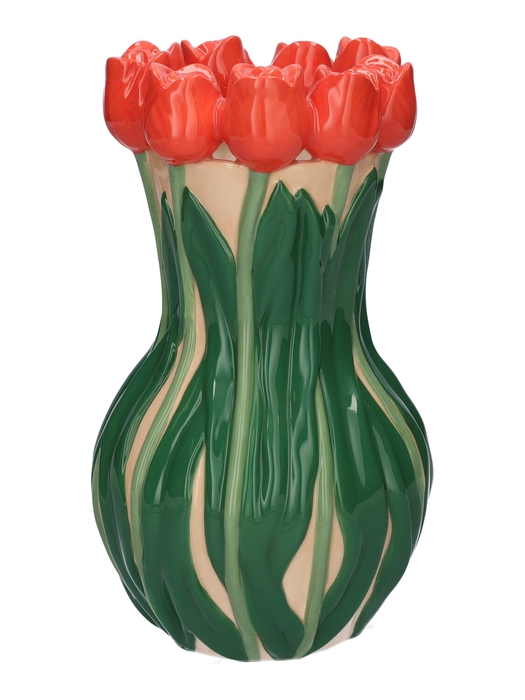 <h4>DF00-730380300 - Vase Tulips2 d12/14xh24 red/cream</h4>