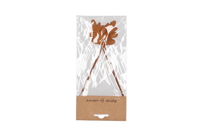 Pick Rusty Oak Leaf Metal 5x17cm P/4