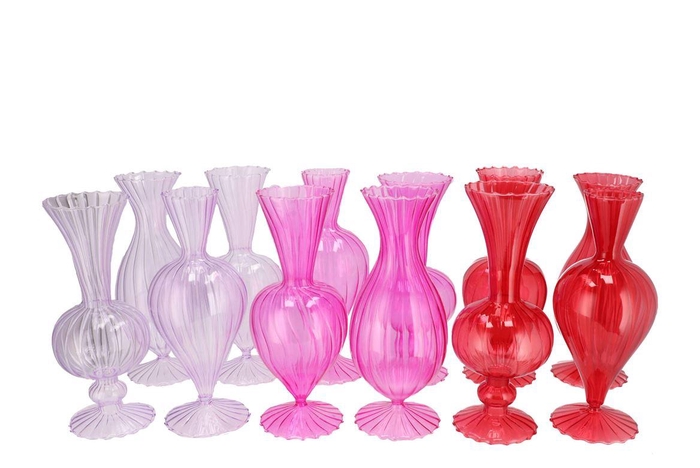 <h4>Sunny Dutch Pink Mix Glass Vase Ass 12x12x28cm</h4>