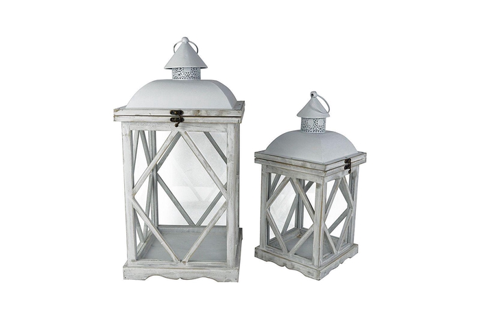 <h4>White lantern metal/wood 54cm</h4>