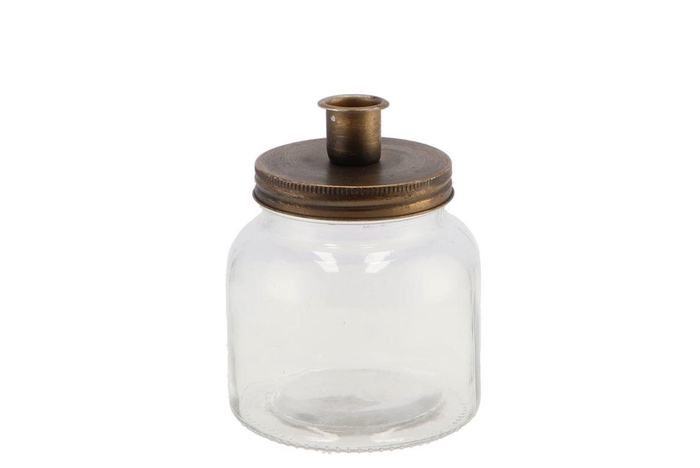 Candle Jar Gold 11x11cm Nm
