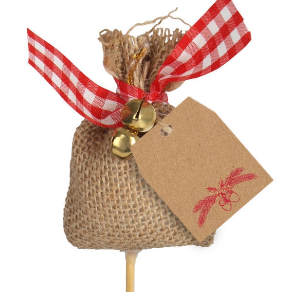 <h4>Bijsteker jute zak 8x5cm+50cm stok</h4>