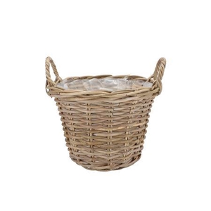 Rattan Kuboo Planter With Handle Round 30x23cm