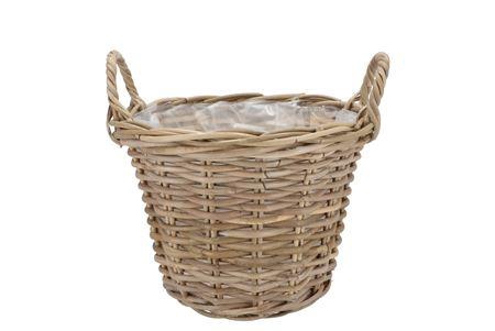 <h4>Rattan Kuboo Planter With Handle Round 30x23cm</h4>