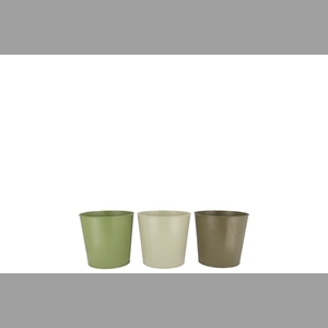 Zinc Summer Green Mix Bucket Striped Ass 12x10x8cm
