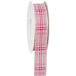 Lint Tartan draad 25mmx18mtr roze