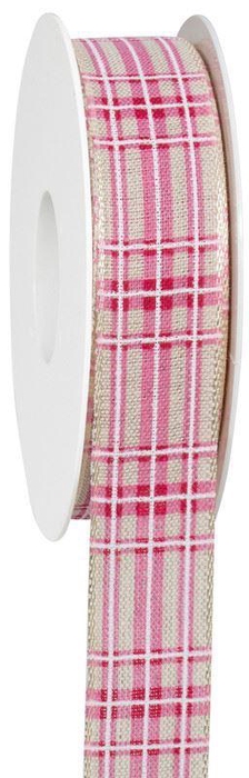 <h4>Lint Tartan draad 25mmx18mtr roze</h4>