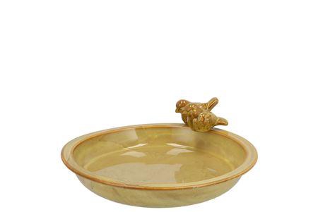 <h4>Iron Stone Bird Bowl Glazed Ochre 23x5cm Nm</h4>