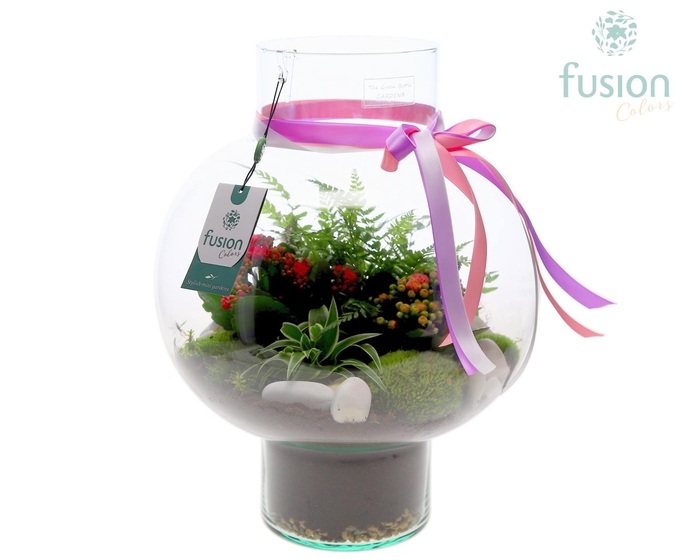 <h4>Green Bottle Laura Large met arrangement</h4>