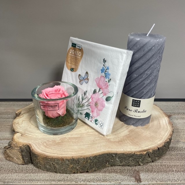 Geschenkpakket XL roze stab. glas