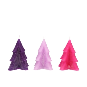 Frosty Purple/lila Mix Pine Tree Candle 7x12cm Ass