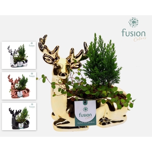 Keramiek Rendier zittend met arrangement