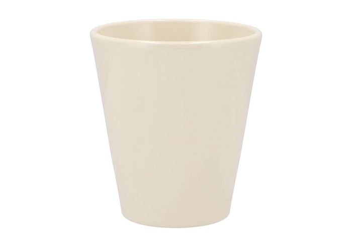 <h4>Ceramic Creme Shiny Pot Orchid 15cm</h4>