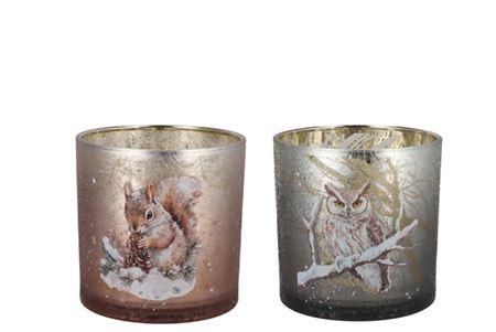 <h4>Ruby Brown T-light Squirrel/owl Ass 15x15cm</h4>