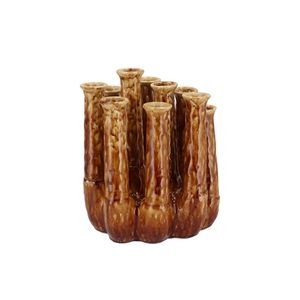 Inga Jahra Brown Vase Tube Active Glaze 26x17x29cm