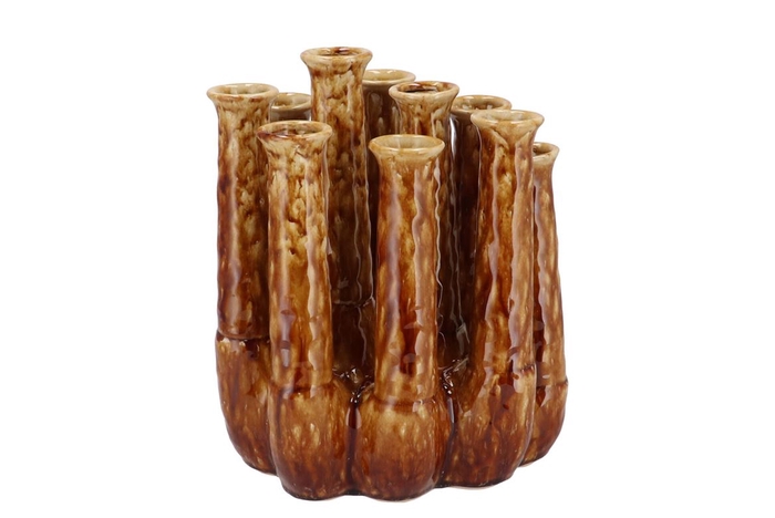 <h4>Inga Jahra Brown Vase Tube Active Glaze 26x17x29cm</h4>