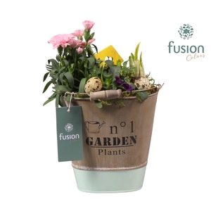 Zink emmer ovaal groen Pasen met Arrangement