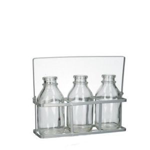 Glass Tray+3bottles d02*12cm