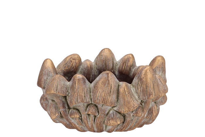 Concrete Golden Mushrooms Bowl Oval 24x16x12cm