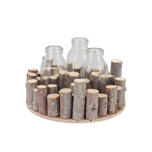Nature Birch Branch Whitewash Glass Bottle 18x8cm