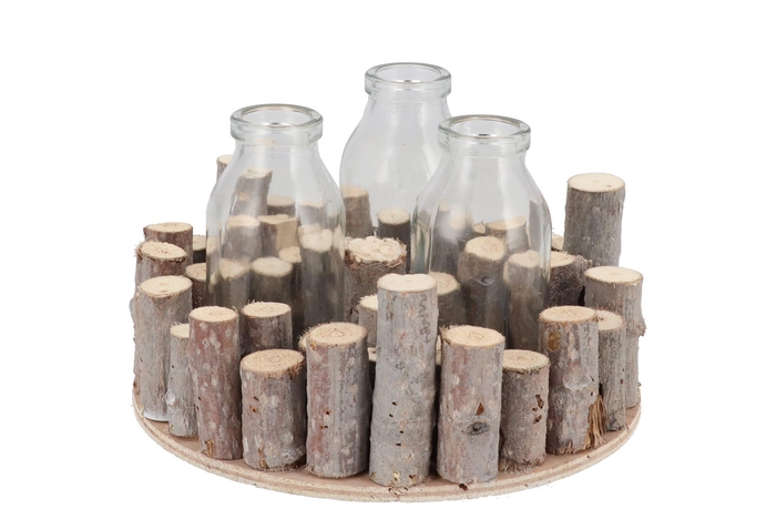 Nature Birch Branch Whitewash Glass Bottle 18x8cm