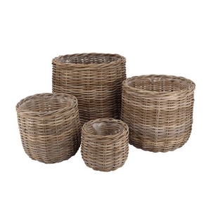 Rattan Ivy Cauldron Natural Set 4 25x23/35x33/44x4