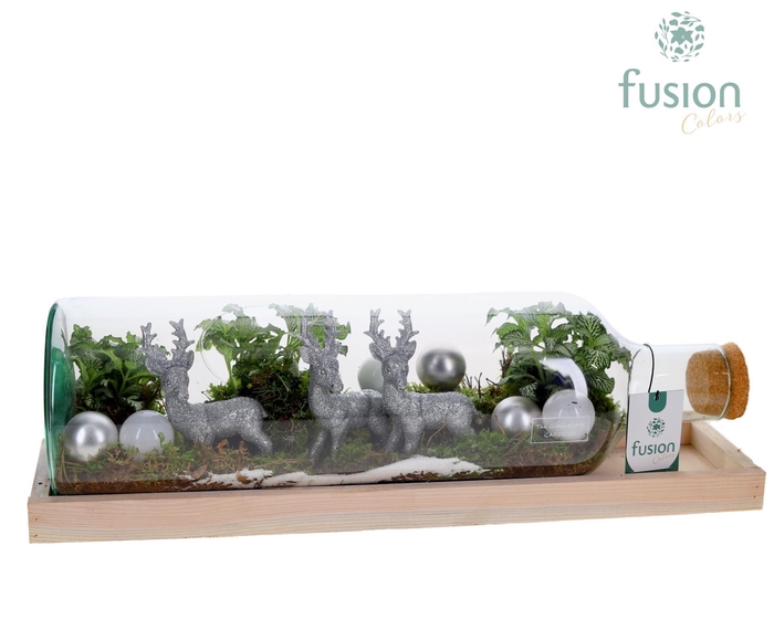 <h4>Green Bottle Fles Large liggend Kerst met Arrangement</h4>