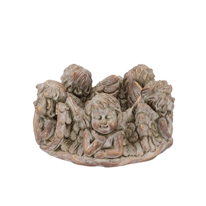 Concrete Angel Wreath Gold Pot 23x23x11cm