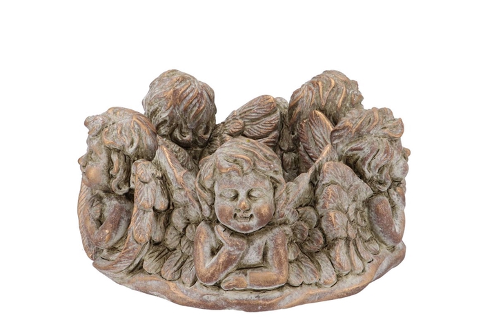 <h4>Concrete Angel Wreath Gold Pot 23x23x11cm</h4>