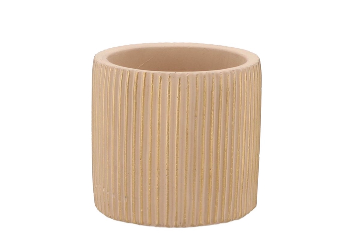 Stripes Sand Gold Cylinder Pot 9x8cm Nm