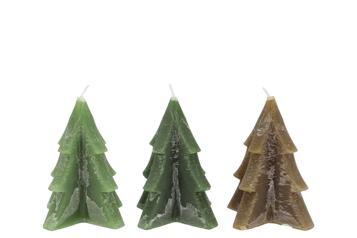 <h4>Candle Frosty Pine Tree Green Mix 9x12cm Ass</h4>