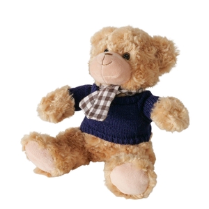 Plush toy Ollie, Bear, H 18,00 cm, Polyester, Brown, Dark blue