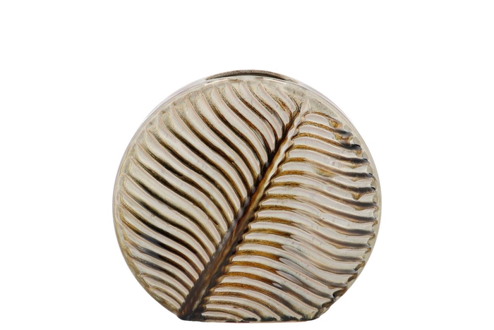 <h4>Inga Leaf Green Vase Round Active Glaze 25x9x23cm Nm</h4>