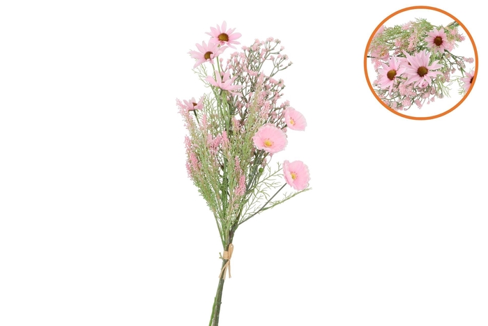 Silk Poppy Rudbeckia Wildflowers Light Pink 78cm