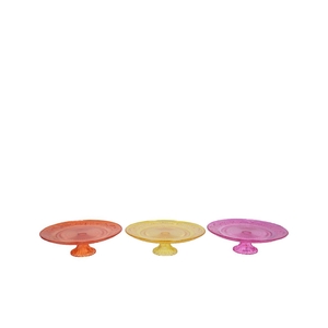 Dayah Orange Mix Glass Plate On Foot 20x8cm Ass P/1