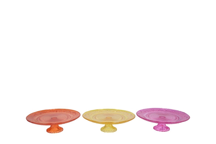 <h4>Dayah Orange Mix Glass Plate On Foot 20x8cm Ass P/1</h4>