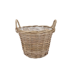 Rattan Kuboo Planter With Handle Round 30x23cm