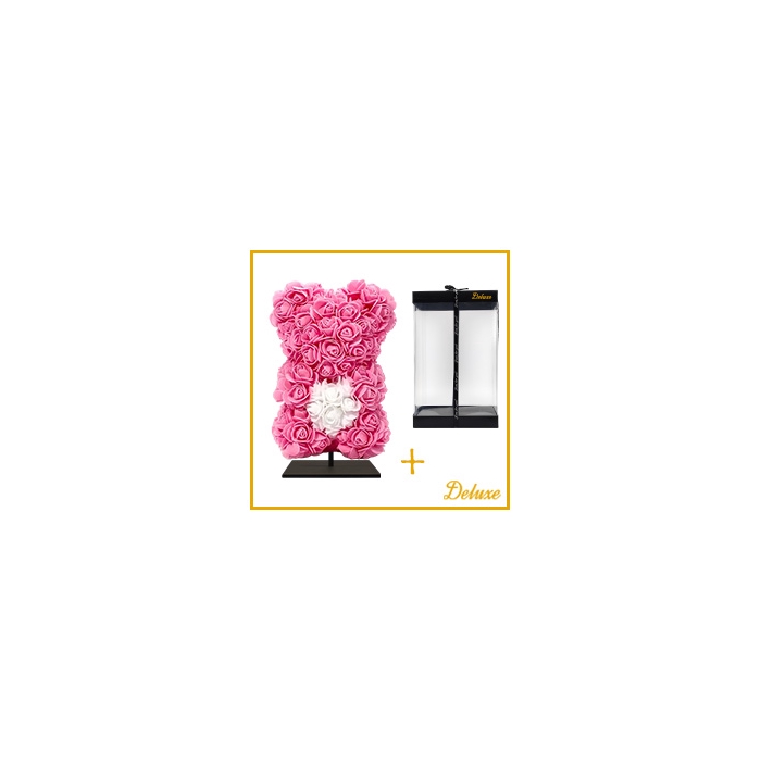 <h4>Arr6 Deco Beer 25cm - Donker Roze Wit Hart</h4>