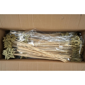 Pick star open d.9cm+50cm stick gold glitter