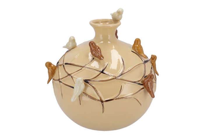 <h4>Bird Vase Globe Sand 29x29x28cm Nm</h4>